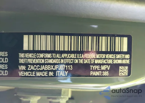 2018 Jeep Renegade Altitude Fwd from USA, damaged, VIN ZACCJABBXJPJ07113